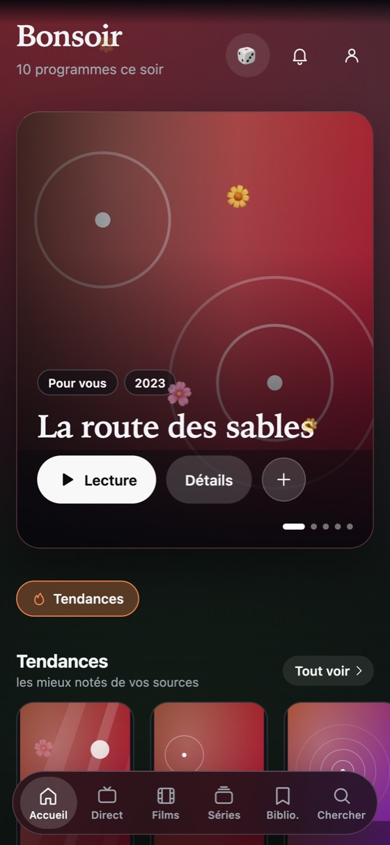 Capture d’écran d’Onde : Accueil sur iPhone