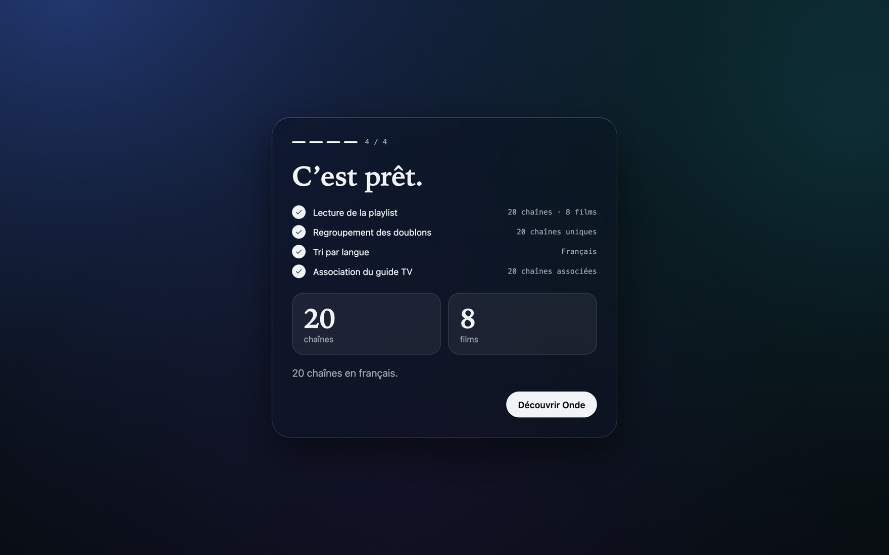 Capture d’écran d’Onde : C’est prêt